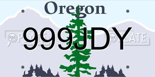 999JDY Oregon License Plate