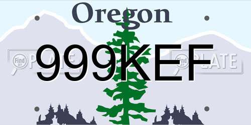 999KEF Oregon License Plate