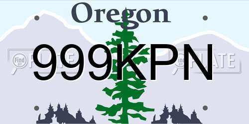 999KPN Oregon License Plate