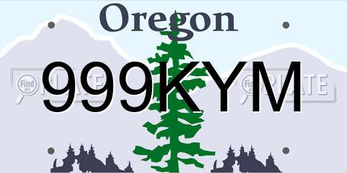 999KYM Oregon License Plate
