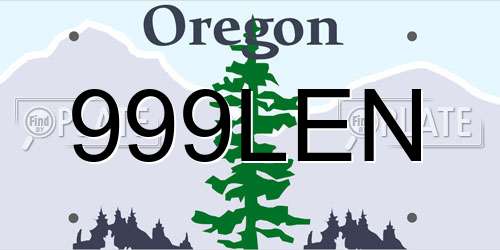 999LEN Oregon License Plate