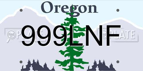 999LNF Oregon License Plate