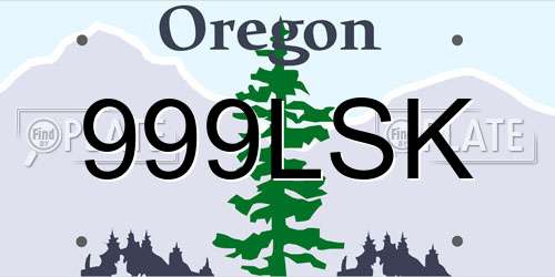 999LSK Oregon License Plate
