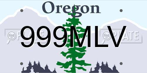 999MLV Oregon License Plate