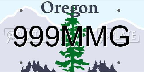 999MMG Oregon License Plate