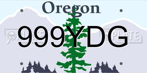 999YDG Oregon License Plate