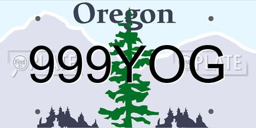 999YOG Oregon License Plate