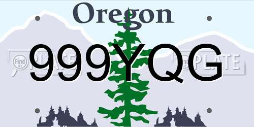 999YQG Oregon License Plate