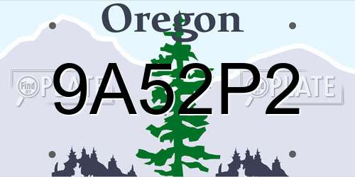 9A52P2 Oregon License Plate