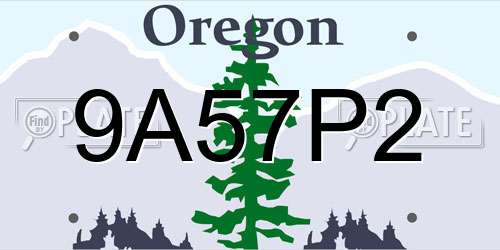 9A57P2 Oregon License Plate