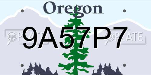 9A57P7 Oregon License Plate
