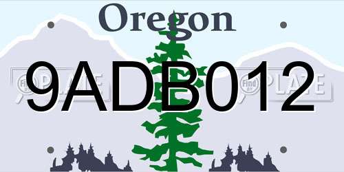 9ADB012 Oregon License Plate