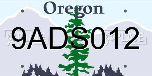 9ADS012 Oregon License Plate