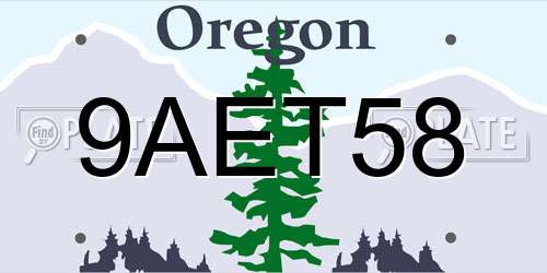 9AET58 Oregon License Plate