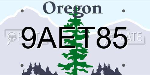 9AET85 Oregon License Plate