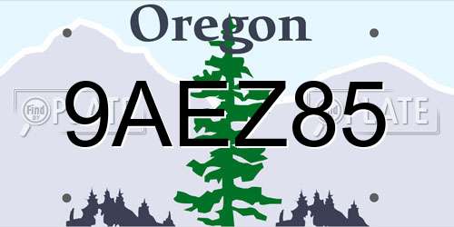 9AEZ85 Oregon License Plate