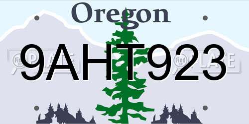 9AHT923 Oregon License Plate