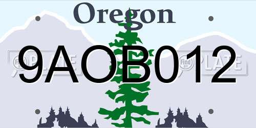 9AOB012 Oregon License Plate