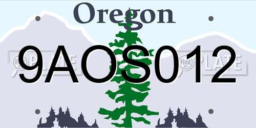 9AOS012 Oregon License Plate
