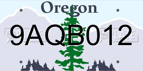 9AQB012 Oregon License Plate