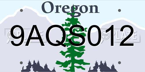 9AQS012 Oregon License Plate