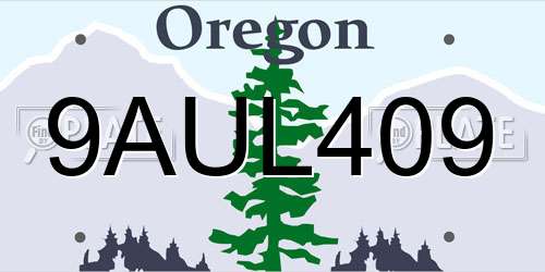 9AUL409 Oregon License Plate