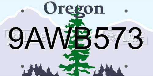 9AWB573 Oregon License Plate