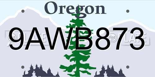 9AWB873 Oregon License Plate