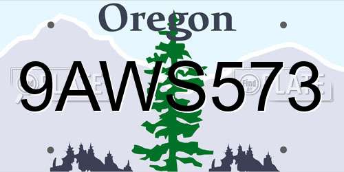 9AWS573 Oregon License Plate