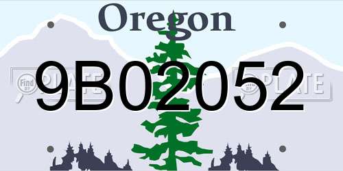 9B02052 Oregon License Plate