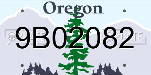 9B02082 Oregon License Plate