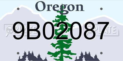 9B02087 Oregon License Plate