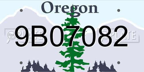9B07082 Oregon License Plate