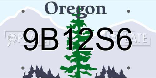 9B12S6 Oregon License Plate