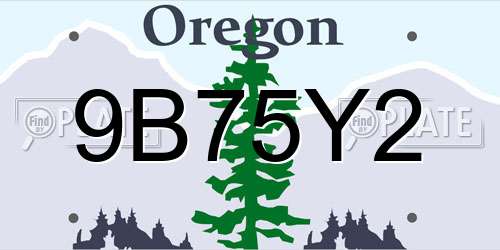 9B75Y2 Oregon License Plate