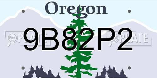 9B82P2 Oregon License Plate