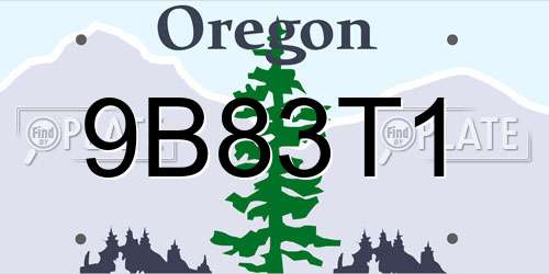 9B83T1 Oregon License Plate