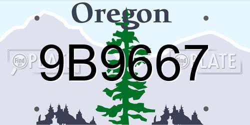 9B9667 Oregon License Plate