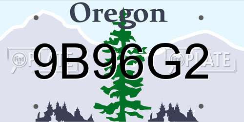 9B96G2 Oregon License Plate