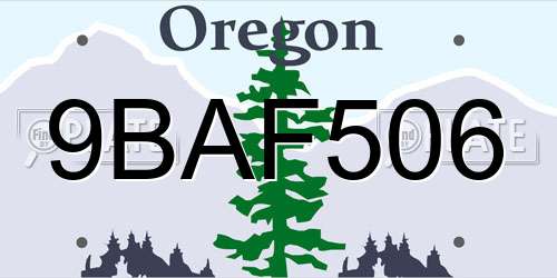9BAF506 Oregon License Plate