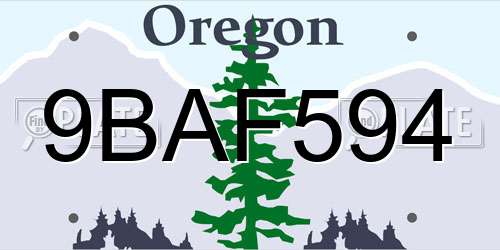9BAF594 Oregon License Plate