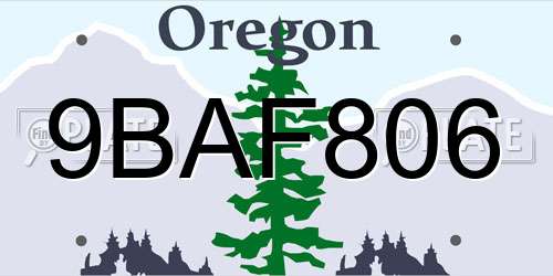 9BAF806 Oregon License Plate