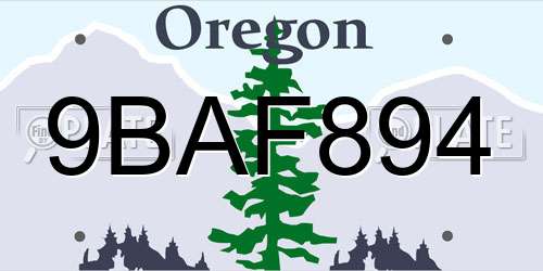 9BAF894 Oregon License Plate