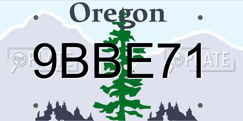 9BBE71 Oregon License Plate