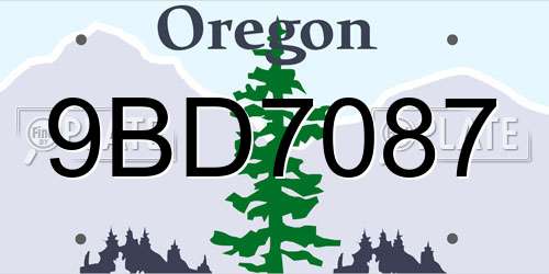 9BD7087 Oregon License Plate