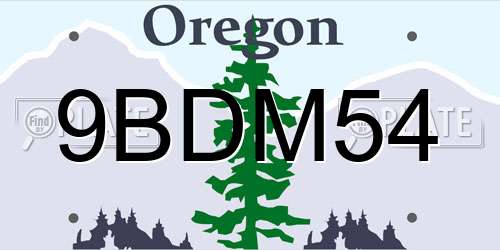 9BDM54 Oregon License Plate
