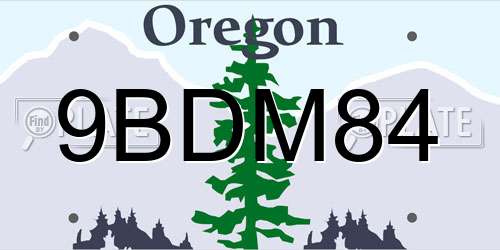 9BDM84 Oregon License Plate