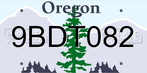 9BDT082 Oregon License Plate
