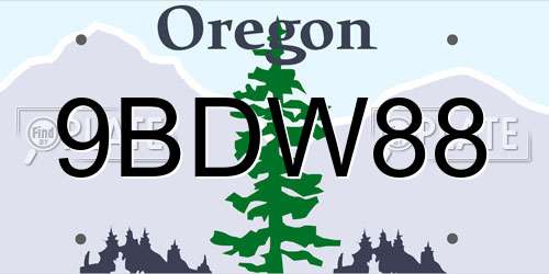 9BDW88 Oregon License Plate