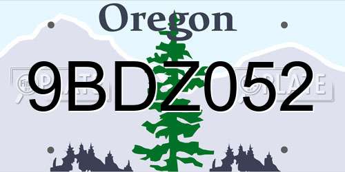 9BDZ052 Oregon License Plate